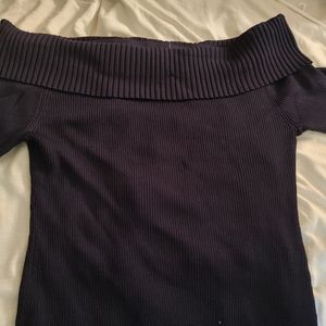 Off shoulder navy sweater